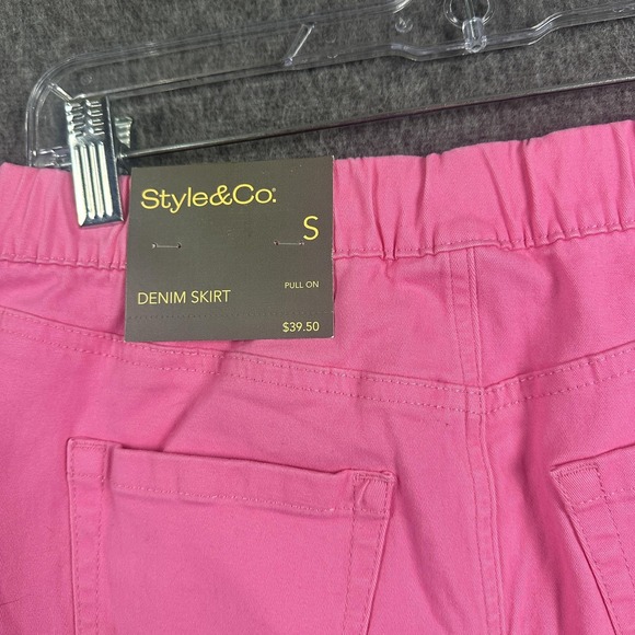 Style & Co Denim Skirt Womens Small Pink Pull On Stretch Pockets Short Casual - Picture 4 of 11